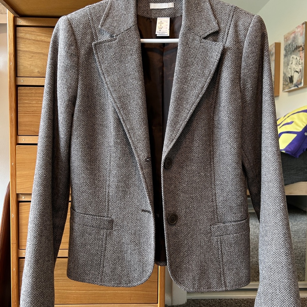 Women's Gray Herringbone Blazer